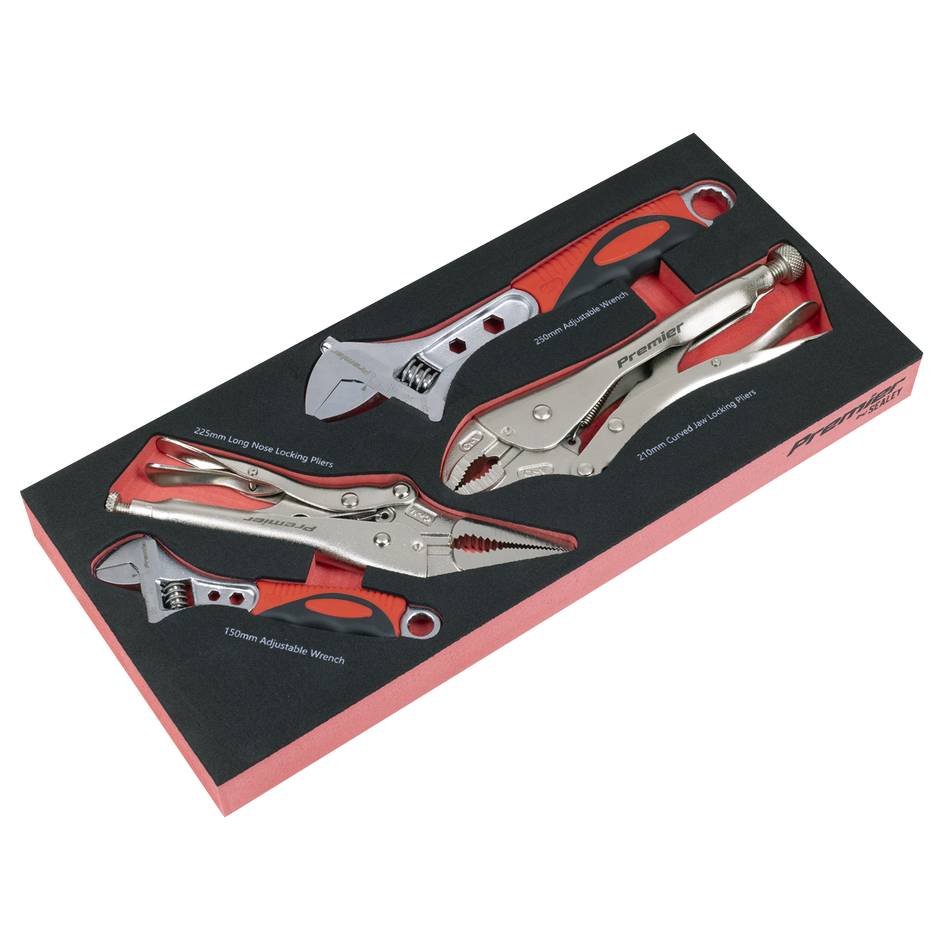 TBT59 Locking Pliers & Adjustable Wrench Set with Tool Tray 4pc