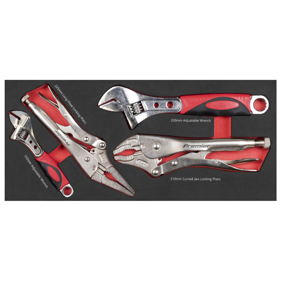 TBT59 Locking Pliers & Adjustable Wrench Set with Tool Tray 4pc