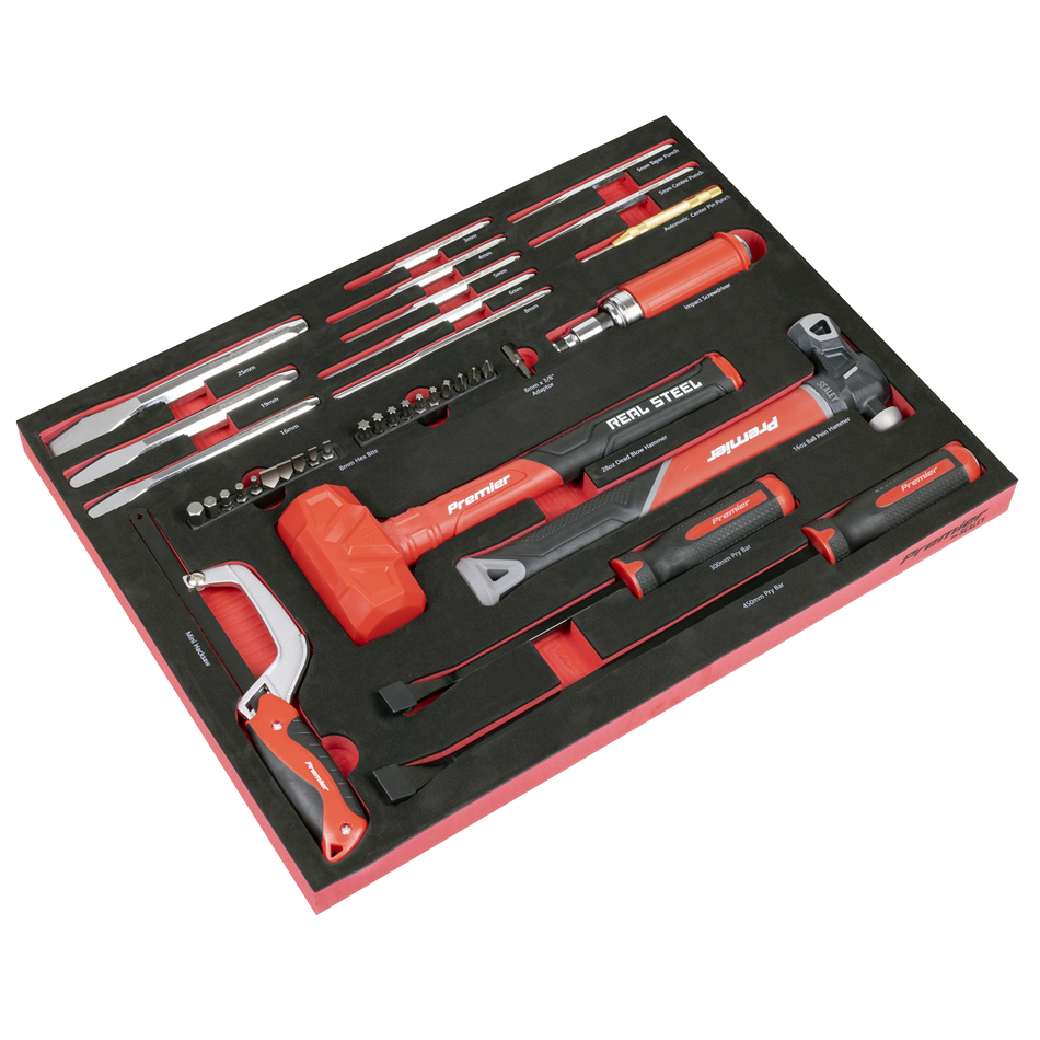 TBT66 Premier Striking Pry Bar Hacksaw & Impact Screwdriver Set with Tool Tray 39pc