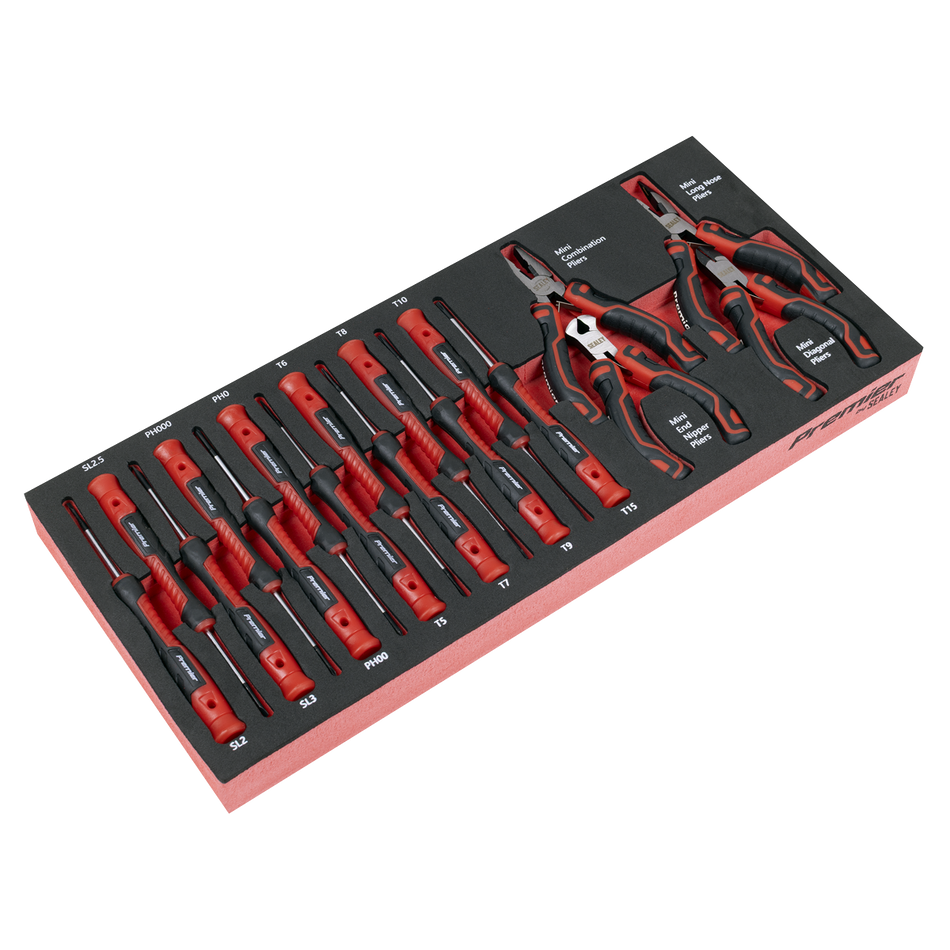 TBT67 Precision Screwdriver & Mini Pliers Set with Tool Tray 17pc