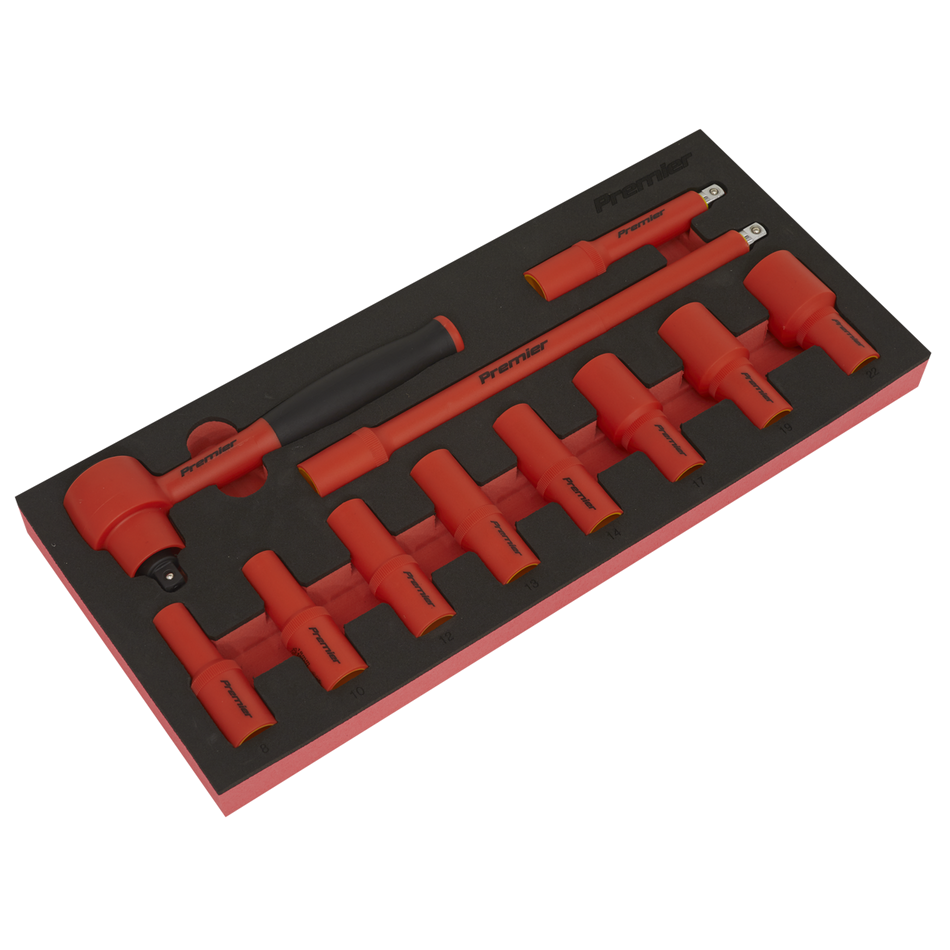 TBTE01 Premier Insulated Socket Set with Tool Tray 3/8"Sq Drive 11pc - VDE Approved