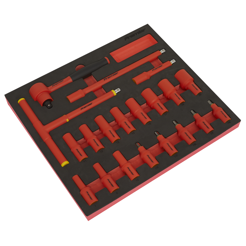 TBTE02 Premier Insulated Socket Set with Tool Tray 3/8"Sq Drive 20pc - VDE Approved