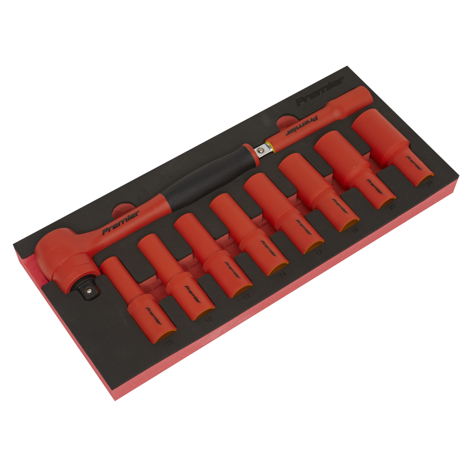 TBTE11 Premier Insulated Socket Set with Tool Tray 1/2"Sq Drive 10pc - VDE Approved