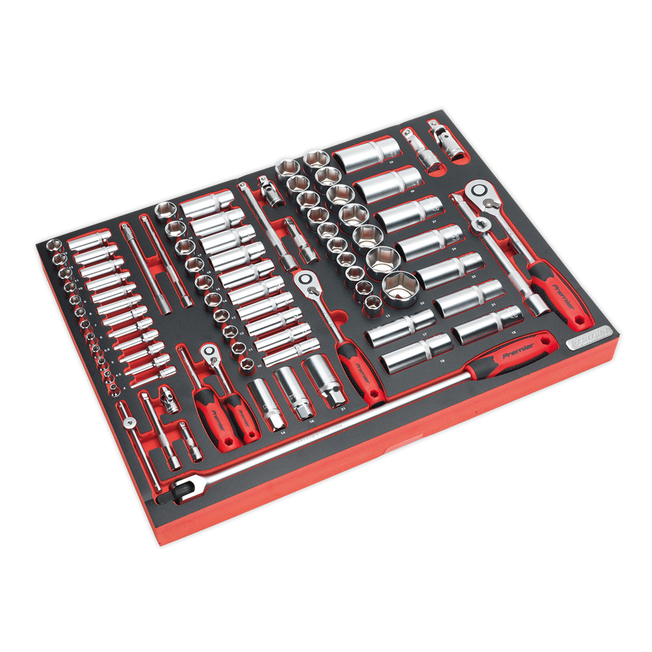 TBTP02 Premier Platinum Socket Set with Tool Tray 1/4" 3/8" & 1/2"Sq Drive 91pc