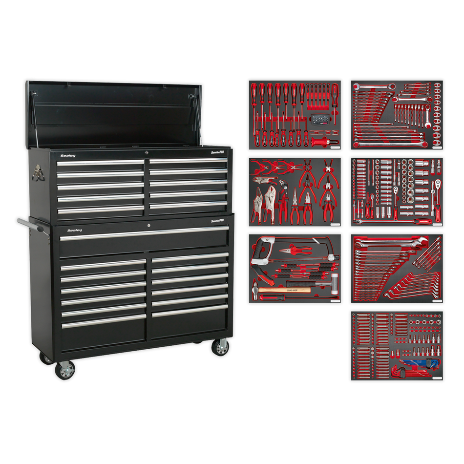 TBTPBCOMBO4 Superline PRO Tool Chest Combination 23 Drawer with 446pc Tool Kit - Black