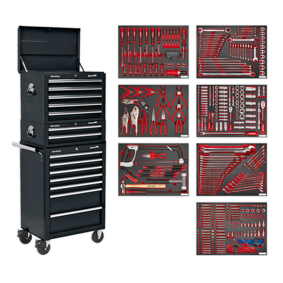 TBTPCOMBO2 Superline PRO Tool Chest Combination 14 Drawer with 446pc Tool Kit - Black