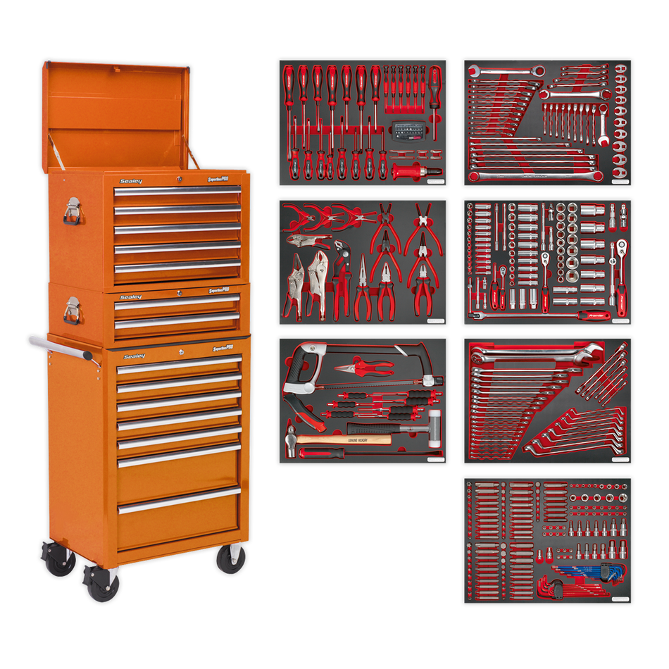 TBTPCOMBO4 Superline PRO Tool Chest Combination 14 Drawer with 446pc Tool Kit - Orange