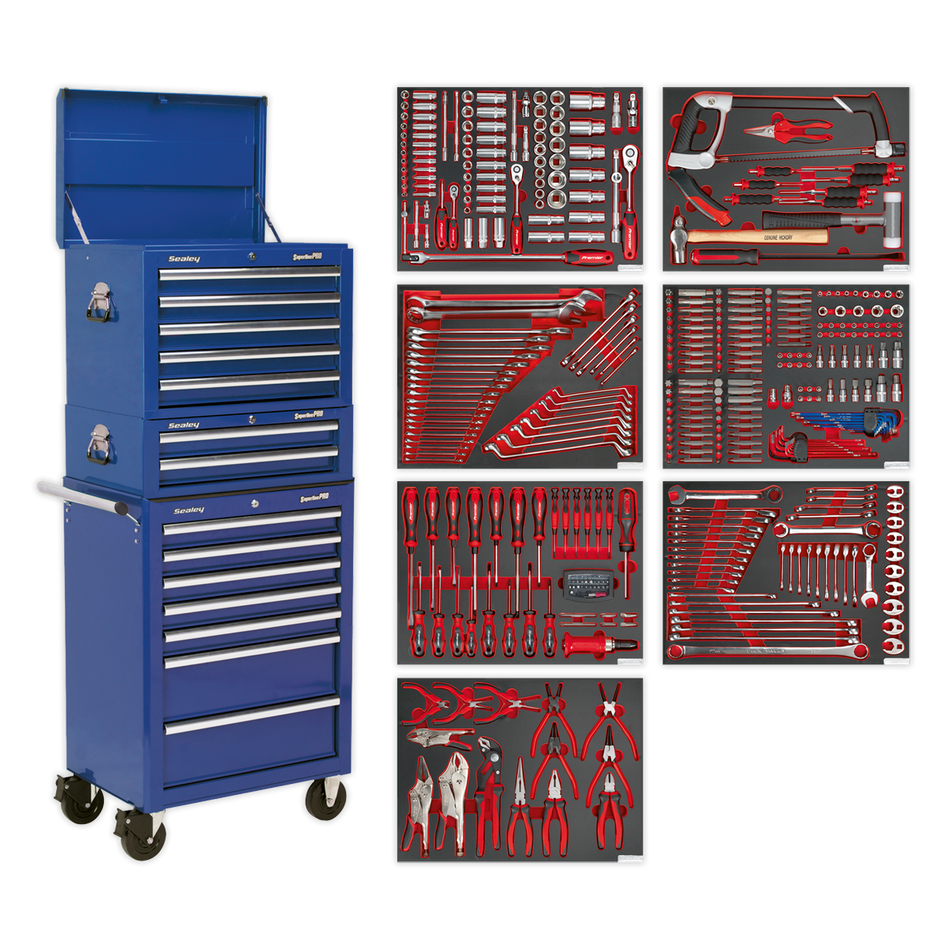TBTPCOMBO5 Superline PRO Tool Chest Combination 14 Drawer with 446pc Tool Kit - Blue