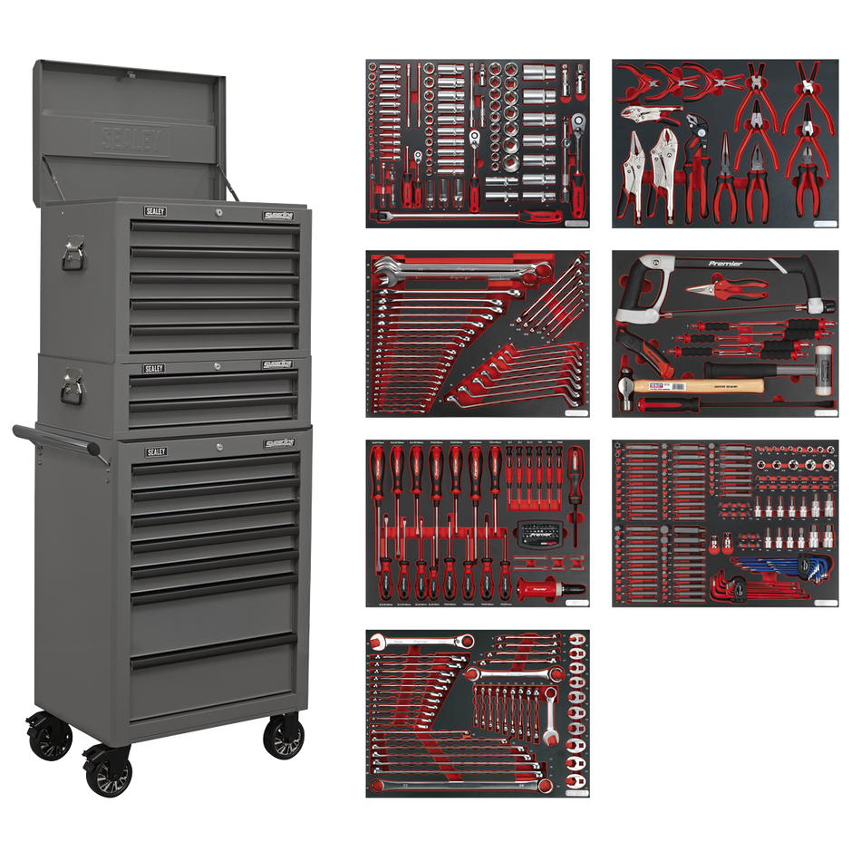 TBTPCOMBO6 Superline PRO Tool Chest Combination 14 Drawer with 446pc Tool Kit - Grey