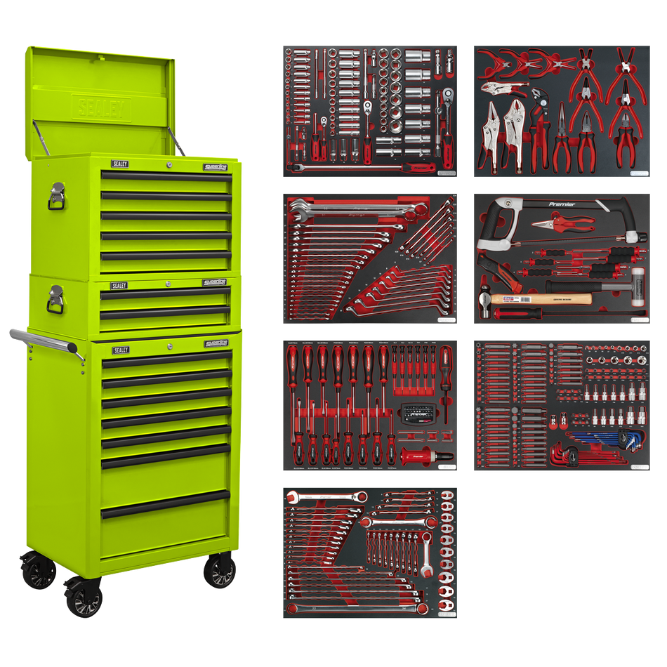 TBTPCOMBO7 Superline PRO Tool Chest Combination 14 Drawer with 446pc Tool Kit - Green