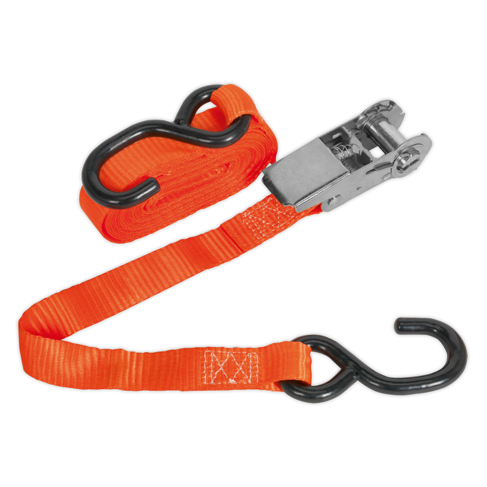 TD0845S Ratchet Strap Polyester Webbing with S-Hook 25mm x 4.5m 800kg Breaking Strength