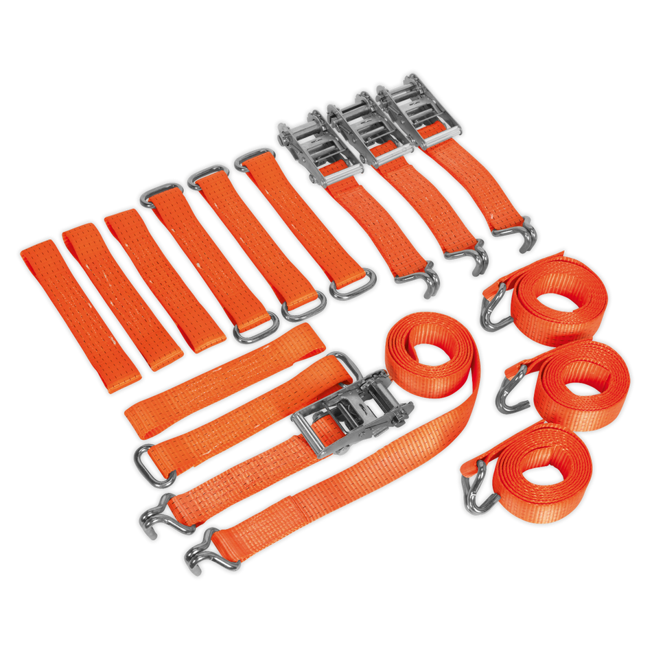 TDRWKIT Alloy/Steel Wheel Car Transporter Ratchet Strap Kit 4pc 50mm x 3m 4500kg Breaking Strength