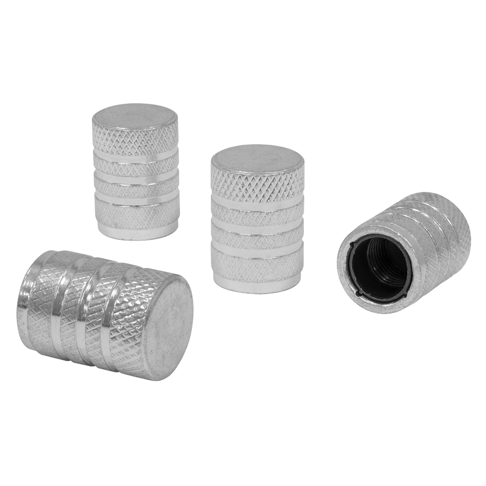 VCA4 Aluminium Valve Cap 4pc - Silver Anodised