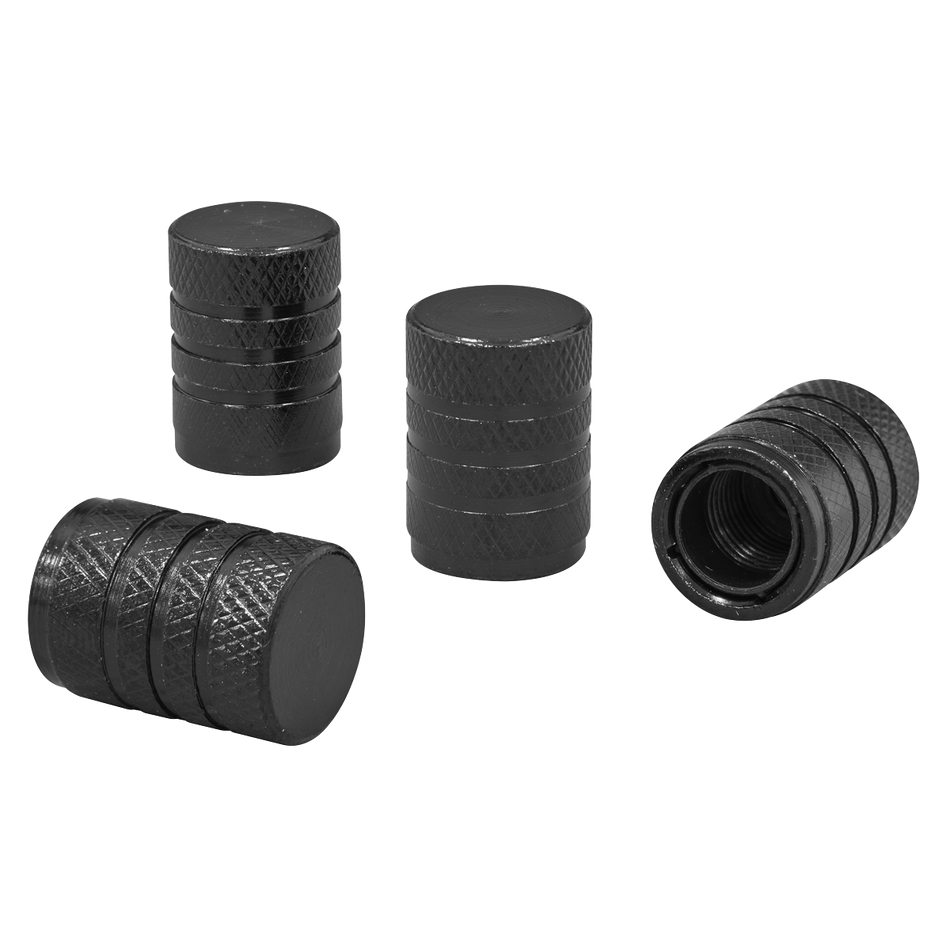 VCB4 Aluminium Valve Cap 4pc - Black Anodised