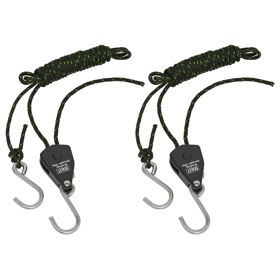 VS0118 Ratchet Parts Hanger/Tie Down with S-Shaped Hooks 2m - Pack of 2