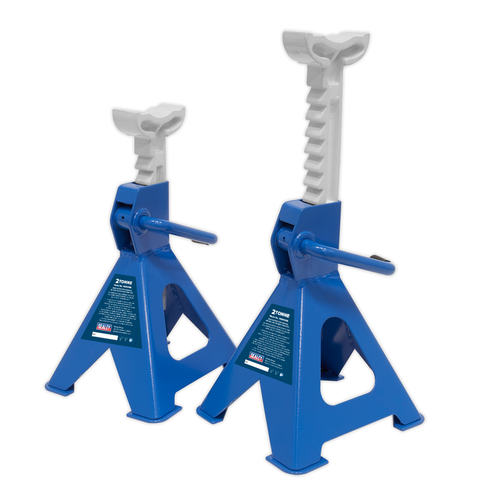 VS2002BL Ratchet Type Axle Stands (Pair) 2 Tonne Capacity per Stand - Blue