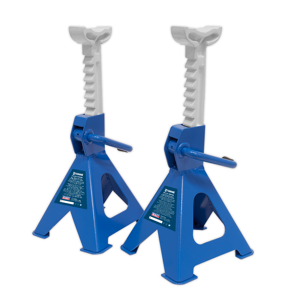 VS2002BL Ratchet Type Axle Stands (Pair) 2 Tonne Capacity per Stand - Blue