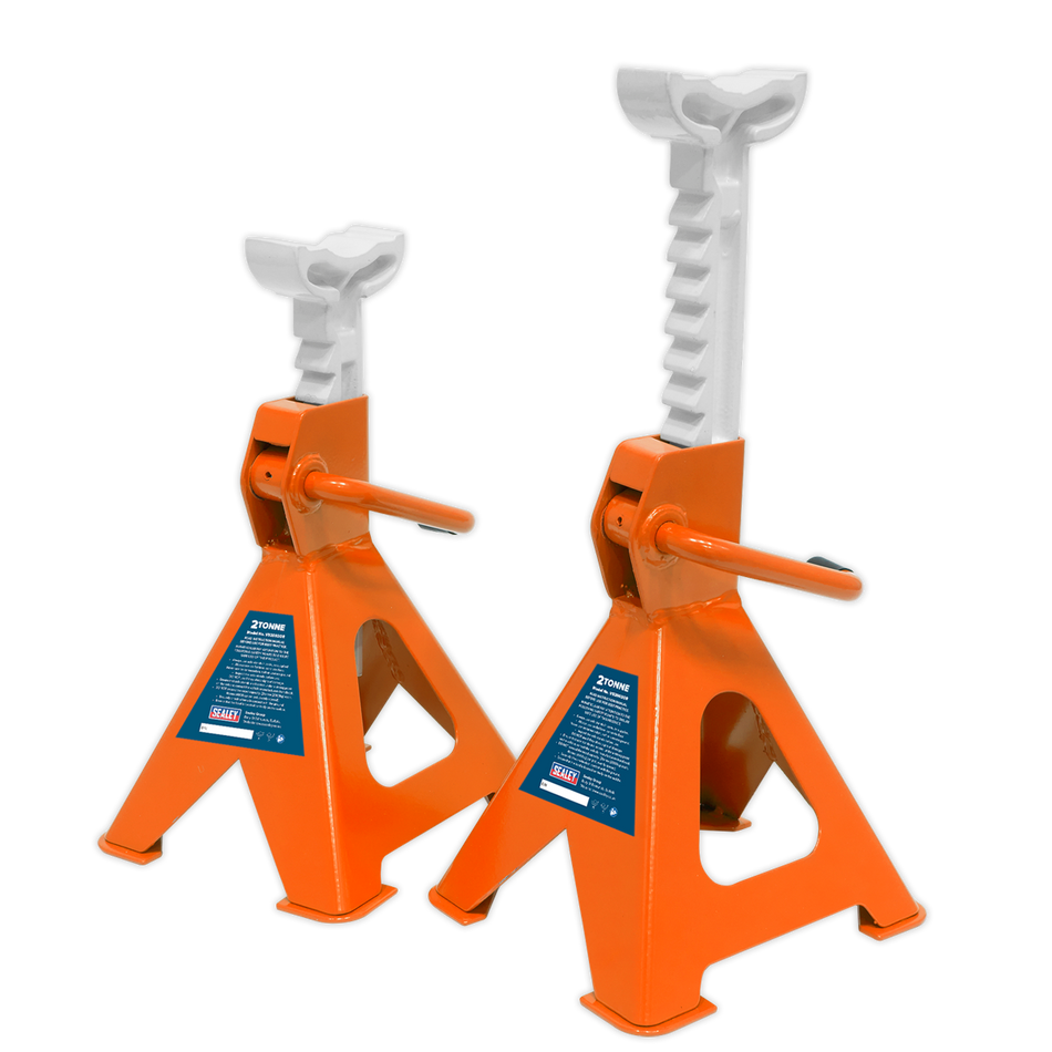 VS2002OR Ratchet Type Axle Stands (Pair) 2 Tonne Capacity per Stand - Orange
