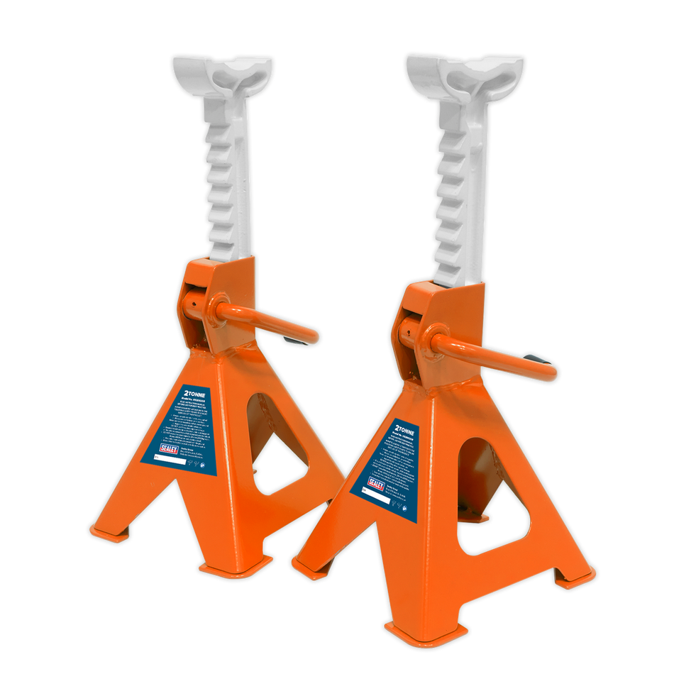 VS2002OR Ratchet Type Axle Stands (Pair) 2 Tonne Capacity per Stand - Orange