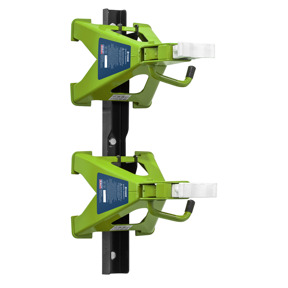 VS2003HVCOMBO Axle Stand & Axle Stand Storage Rack Combo 3 Tonne - Hi-Vis Green