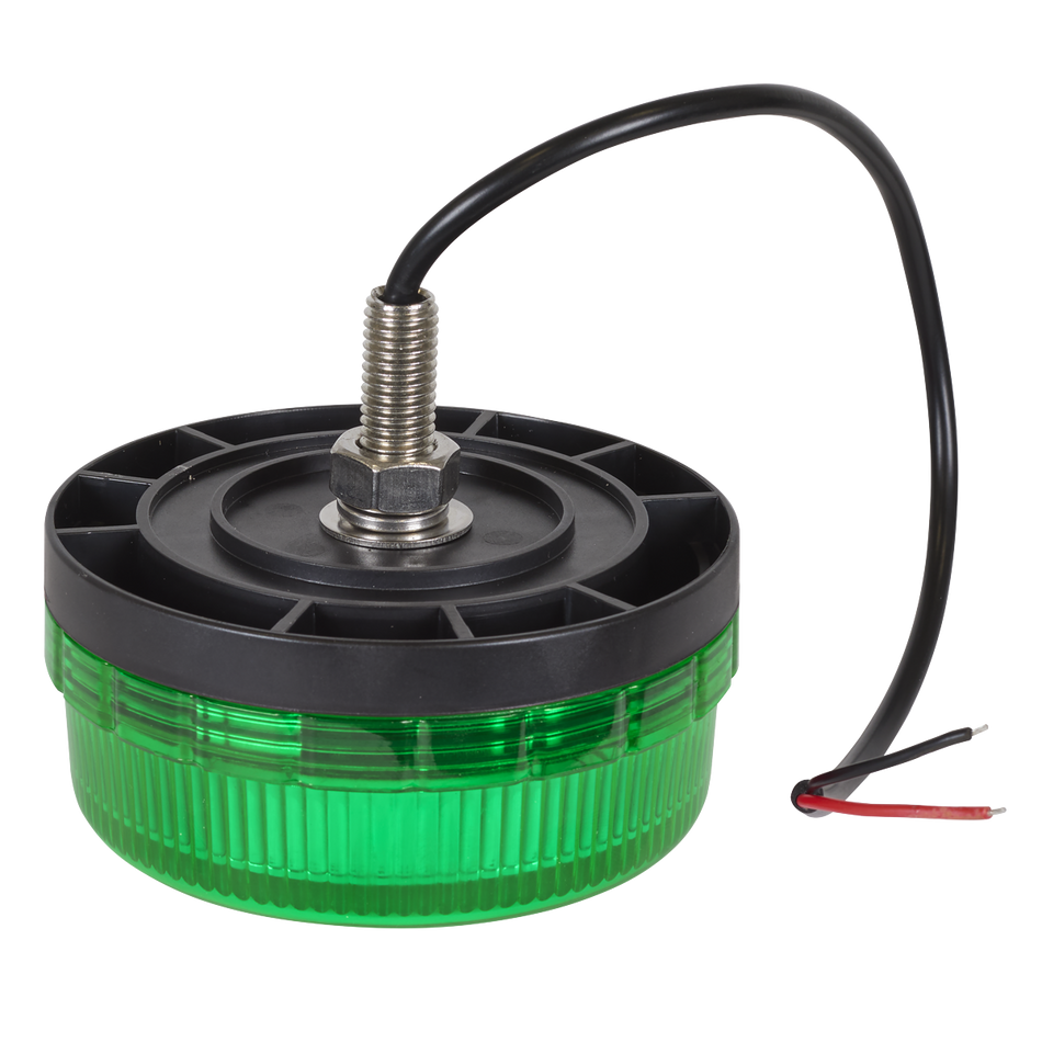 WB45LEDG SMD LED Rotating Flashing Warning Beacon with 12mm Bolt Fixing - Green 12/24V