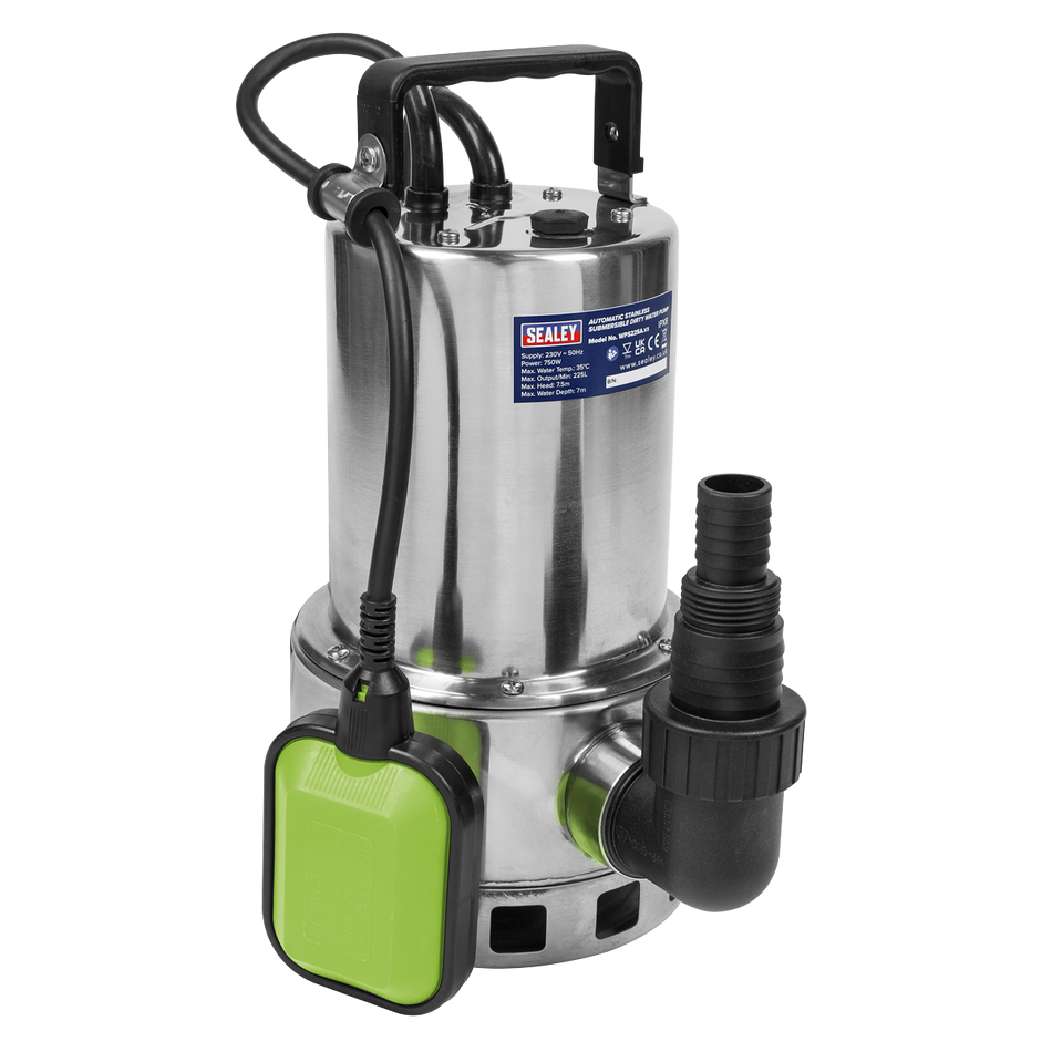 WPS225A Submersible Stainless Water Pump Automatic Dirty Water 225L/min 230V