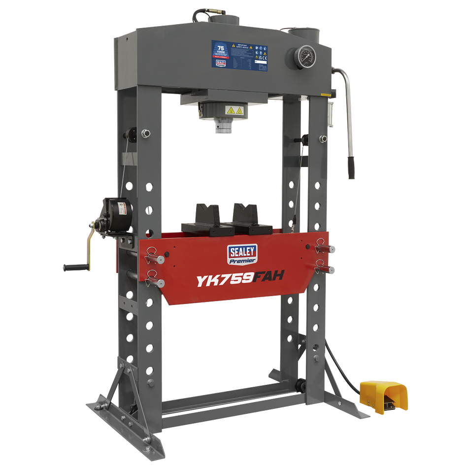YK759FAH Premier Air/Hydraulic Floor Type Press with Foot Pedal 75 Tonne