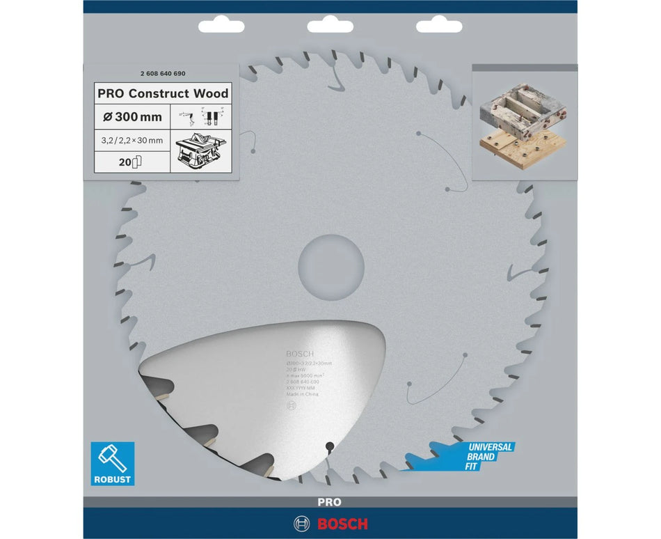 Bosch - PRO Construct Wood Circular Saw Blade, 300 x 3.2 x 30mm